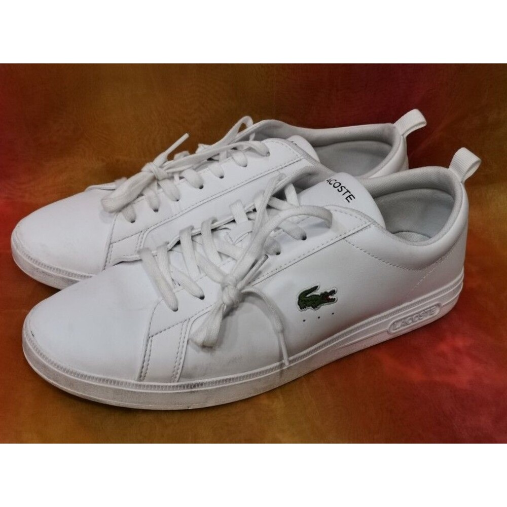 Lacoste Court Base 224 1 SMA Mens 10.5 White Leather Lifestyle Sneakers Shoes